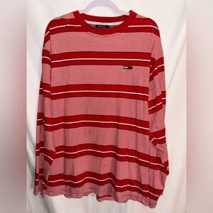 Tommy Hilfiger Vintage Striped Red Long Sleeve Cotton Pullover  Shirt Size XL